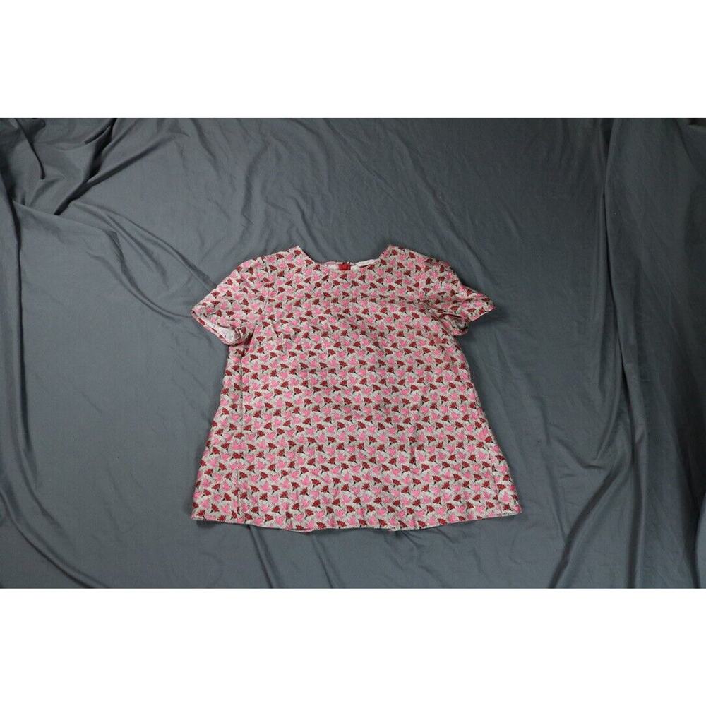 Tory Burch Top Womens Sz 4 Multi Dove Lotus Floral Print Silk Gazar Lined Zip
